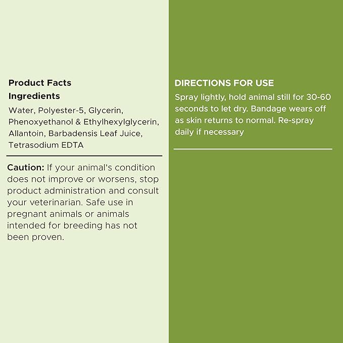 Pet Liquid Bandage for Dogs - 4 oz Spray with Aloe - Wound Care for Dogs Including Cuts, Scrapes, and Stitches - Breathable and Waterproof