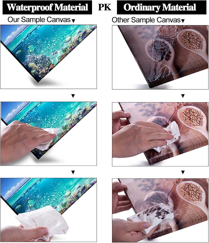 Tropical Island Coral Reef Landscape Canvas Wall Art for Living Room,Unique View Split Waterline Scenery,Beautiful Nature Summer Travel Scenic Picture Print Artwork Painting Decor,Inner Frame 24x48