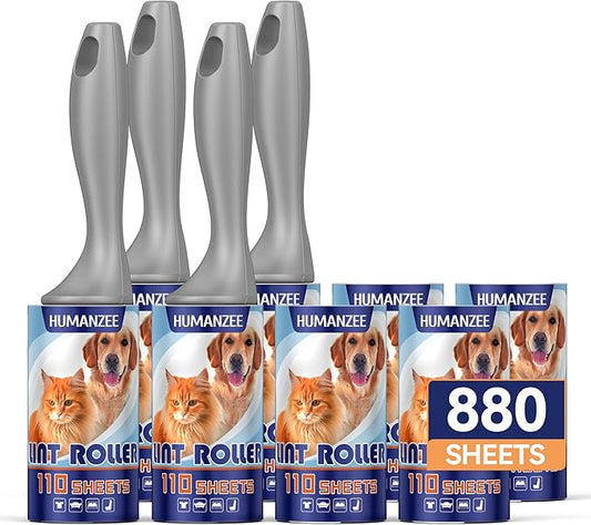 Lint Rollers for Pet Hair Extra Sticky,880 Sheets Mega Value Set with Reinforced 4 Handles and 8 Replaceable Tough Papers, Portable Pet Lint Remover for Clothes, Sofa Bed, Car Seat, and More