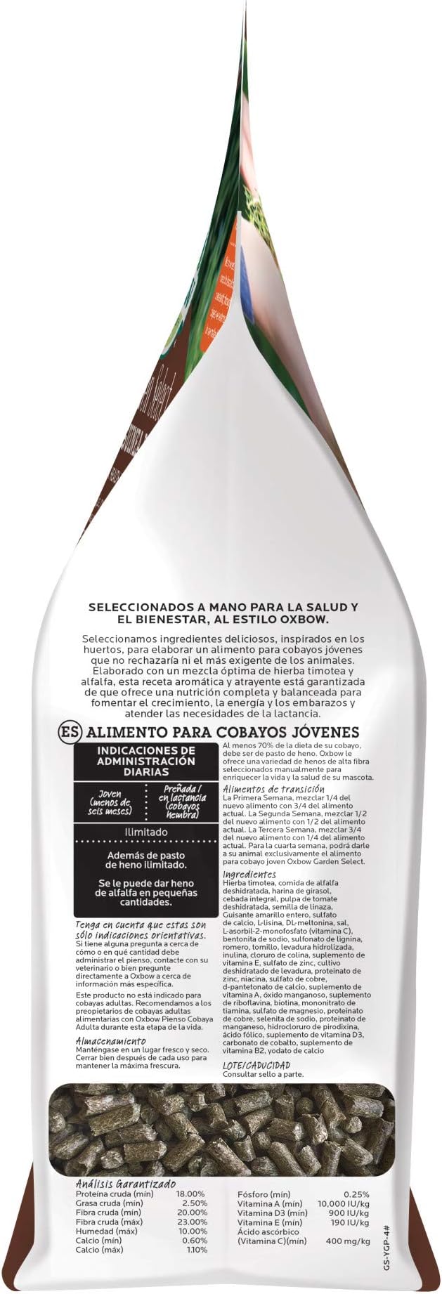 Oxbow Garden Select Guinea Pig Food, Young, Made Alfalfa for Guinea Pig, Pet Food Pellets with Vitamin C, Non-GMO, No Soy, Small Animal Pet Products, Made in USA, High Fiber, 4 lb. Bag