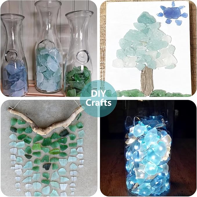 Sea Glass Block - 1LB Turquoise Frosted Sea Glass - Vase Filler and Aquarium Ornament, DIY Craft Supplies for Art, Sea Glass Decor, Beach Weddings, and Home Decor