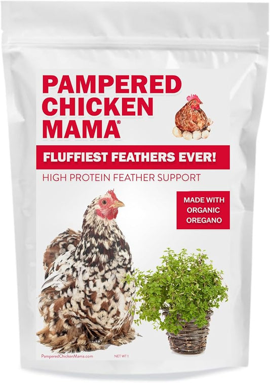 Pampered Chicken Mama Backyard Chicken Molting Supplement: Fluffiest Feathers Ever Backyard Chicken Feed and Supplies for Hens (6 Pound Economy Size)