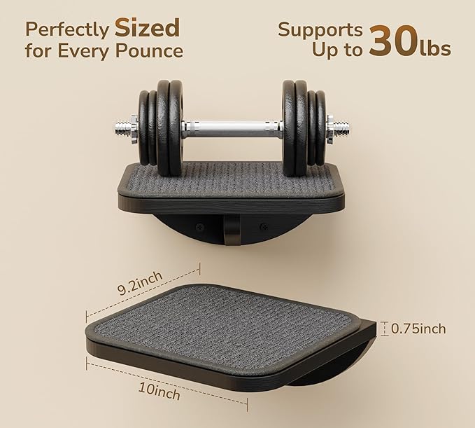 Grey Sisal-Padded Cat Wall Steps (2-Pack), Floating Wooden Cat Perch and Climbing Step Set, Wall Mounted Furniture for Jumping & Play