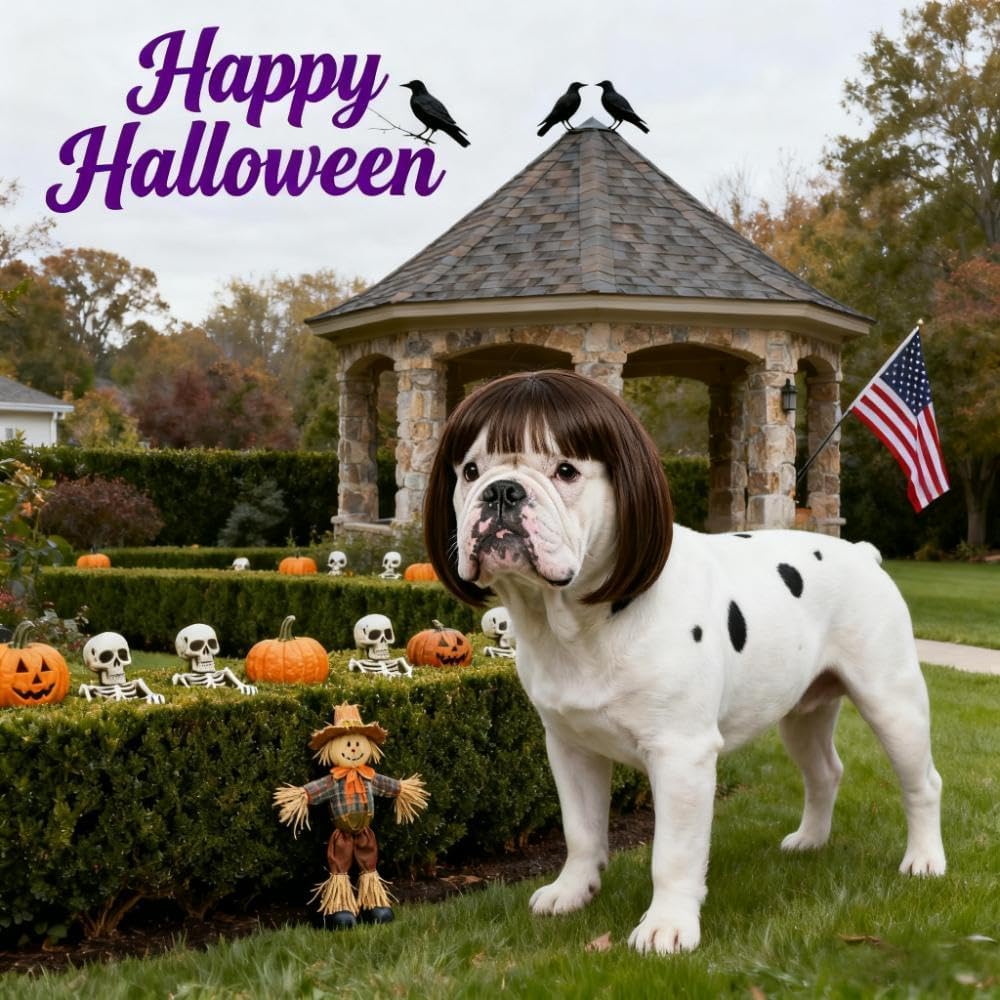 Funny Dog Wig for Small Medium Large Dogs with Adjustable Elastic Bands, Trimmable Pet Costume Cat Cosplay Decoration for Halloween, Christmas, Parties