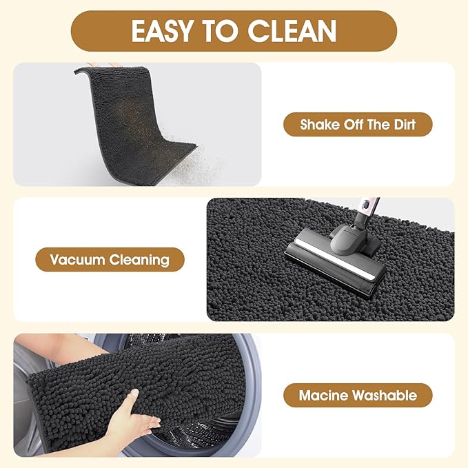 IM HOME Extra Large 60" x 36" Dark Grey Dog Door Mats for Muddy Paws, Chenille Absorbent Dog Mat, Non Slip Heavy Mud Mat for Dogs, Soft Pet Bed Mat for Entryway, Mud Paws, Inside Floor