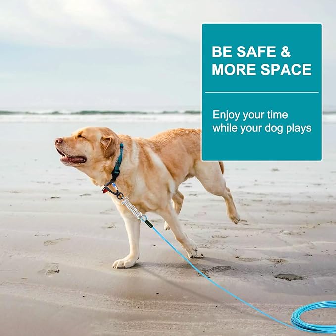 Snagle Paw 10FT Tie Out Cable for Dogs-1000LBS Break Strength,Heavy Duty Dog Leads for Yard with Shock Absorbing Spring & Swivel Hook,Dog Leash Cable for Outside,Dog Line Tether for Small Large Dogs