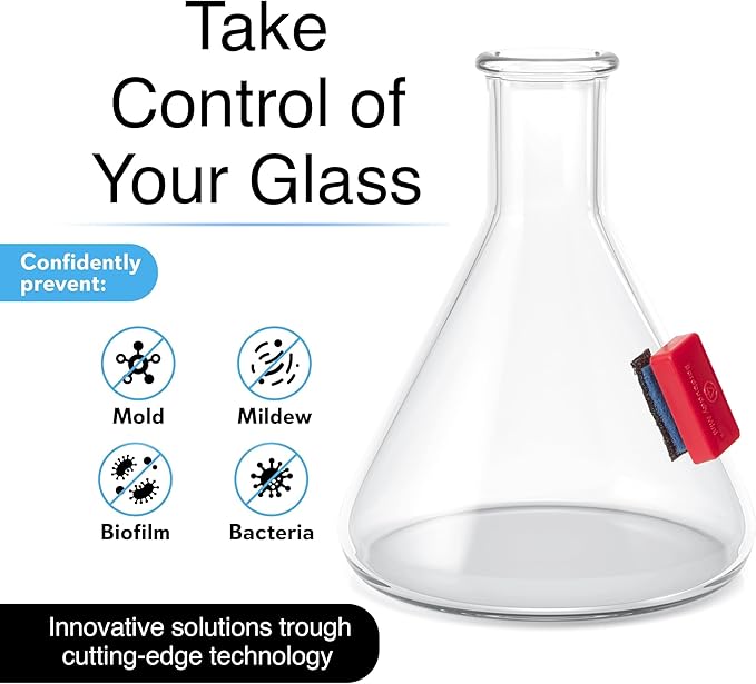 Magnetic Glass Cleaner BoroBuddy | Glass Pieces, Bottles, Vases | Compact Design for Tighter Spaces & Smaller Glass Pieces | Double Sided | Red