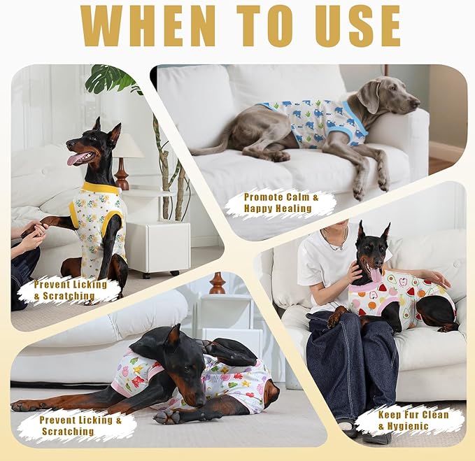 Recovery Suit for Dogs After Surgery, Professional Dog Surgical Suit for Female Spay, Male Neuter, E-Collar & Cone Alternative Dog Onesie for Abdominal Wounds Skin Disease, Yellow, XL