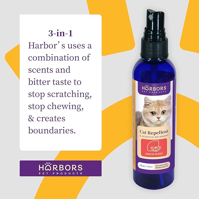 Harbors Cat Scratch and Chewing Deterrent Spray - Scented - 4 oz / 118 ml | Formulated with Essential Oils | 100% Satisfied or Return