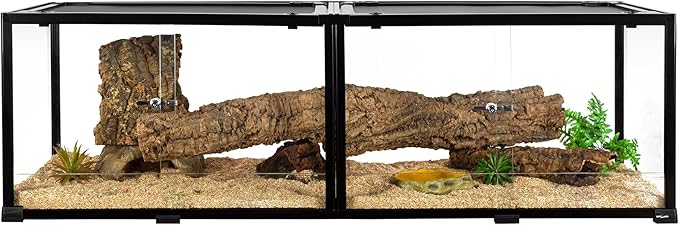 REPTIZOO 84 Gallon Large Reptile Terrarium Extra-Long 60" x 18" x 18" Spliceable Glass Reptile Tank, Double Top Cover Enclosure Habitats