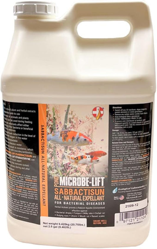 MICROBE-LIFT Sabbactisun Disease Treatment for Ponds and Outdoor Water Gardens, Disease Expellant for Pond Fish, 2.5 Gallons