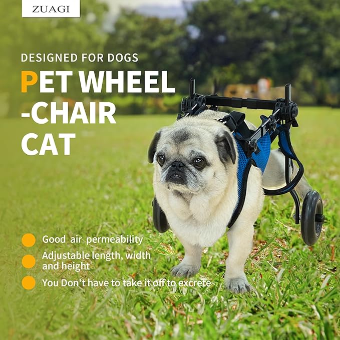 Pet Wheelchair for Leg Support Helps Senior, Wheelchair for Back Legs,Adjustable Pet Cart,Assist a paralyzed pet get Back on its feet,Support Leg Brace and Hip(Small)