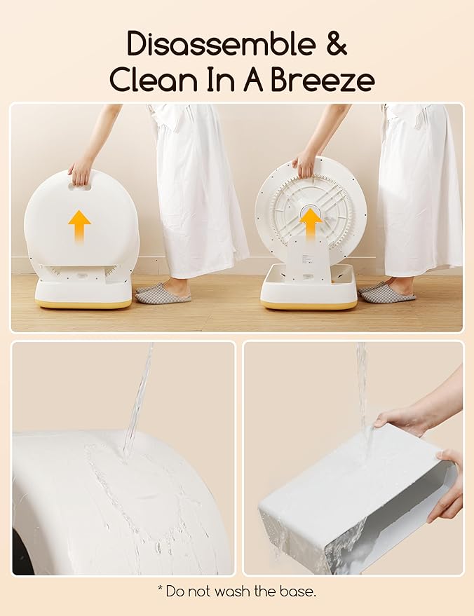 MeoWant Self-Cleaning Cat Litter Box, Advanced Safety System Automatic Cat Litter Box Perfect for Multi Cats, Extra Large/Odor Control/APP Control Smart Cat Litter Box with Mat & Liner, Yellow