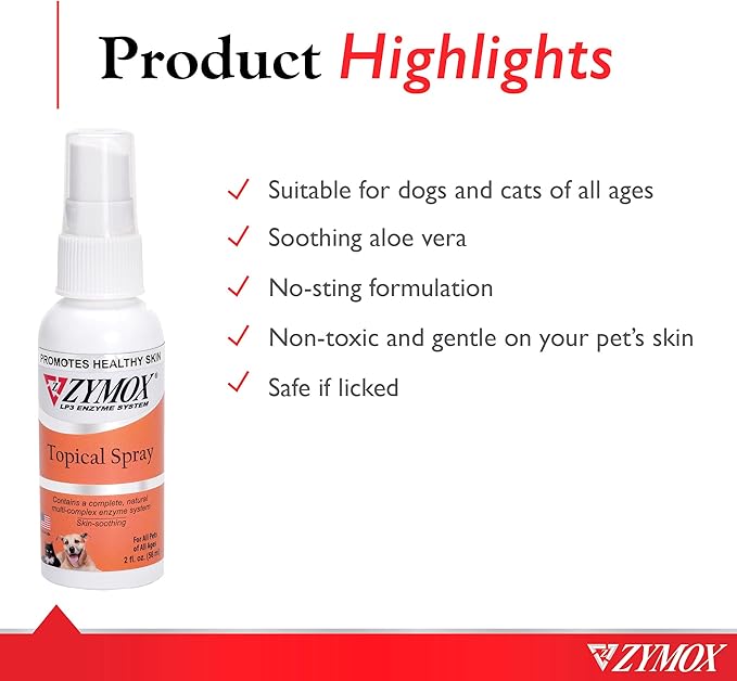 Zymox Pet Spray without Hydrocortisone, 2-Ounce