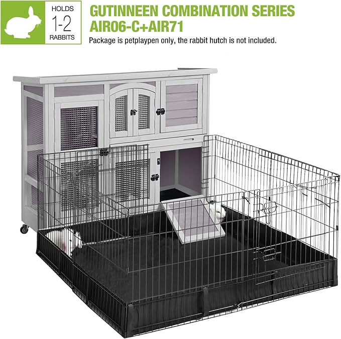 GUTINNEEN Rabbit Hutch Indoor Outdoor Bunny House Guinea Pig Cage on Wheel with Plastic Tray 47inch