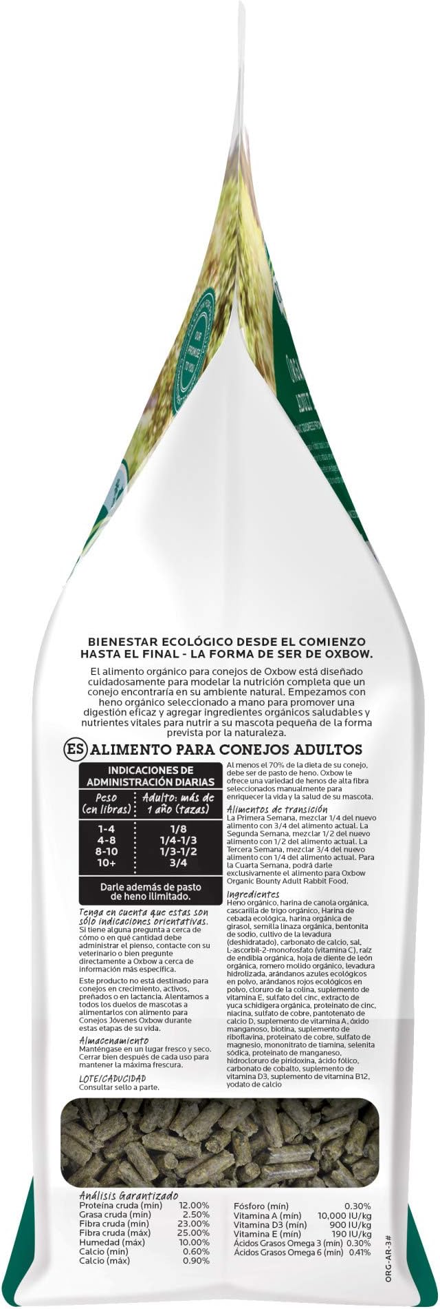 Oxbow Animal Health Organic Bounty Adult Rabbit Food - All Natural Rabbit Pellets - 3 lb.