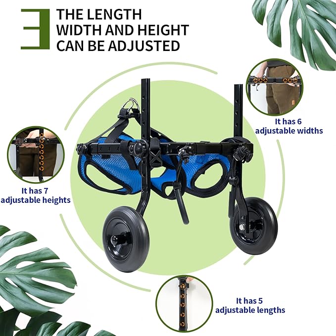 Pet Wheelchair for Leg Support Helps Senior, Wheelchair for Back Legs,Adjustable Pet Cart,Assist a paralyzed pet get Back on its feet,Support Leg Brace and Hip(Small)