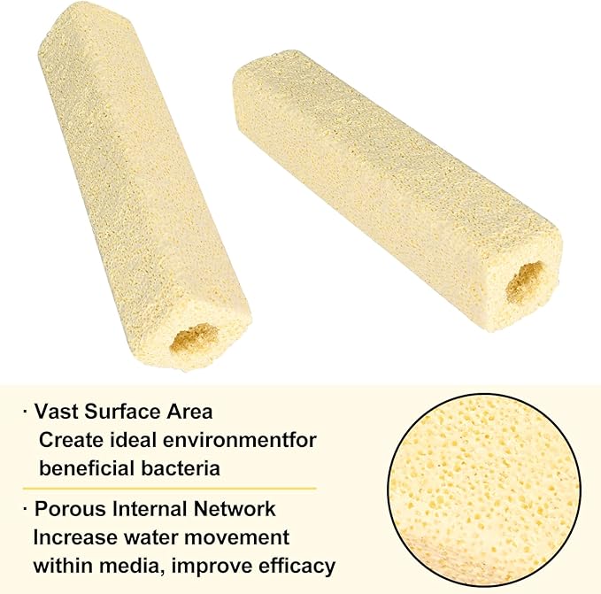 RealPlus Ceramic Bio Filter Media for Aquarium Sump Canister Pond Fish Tank Canister Koi Pond, Vast Surface Area, 80pcs, Yellow