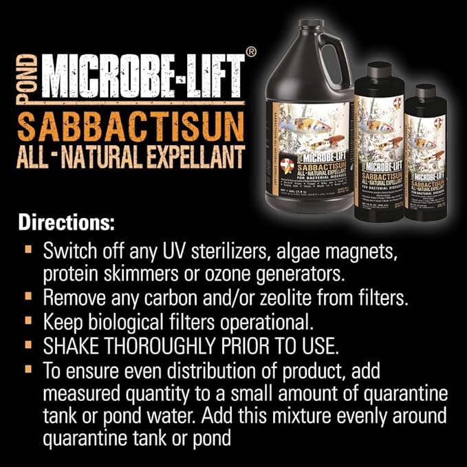 MICROBE-LIFT Sabbactisun Disease Treatment for Ponds and Outdoor Water Gardens, Disease Expellant for Pond Fish, 32 Fl Oz