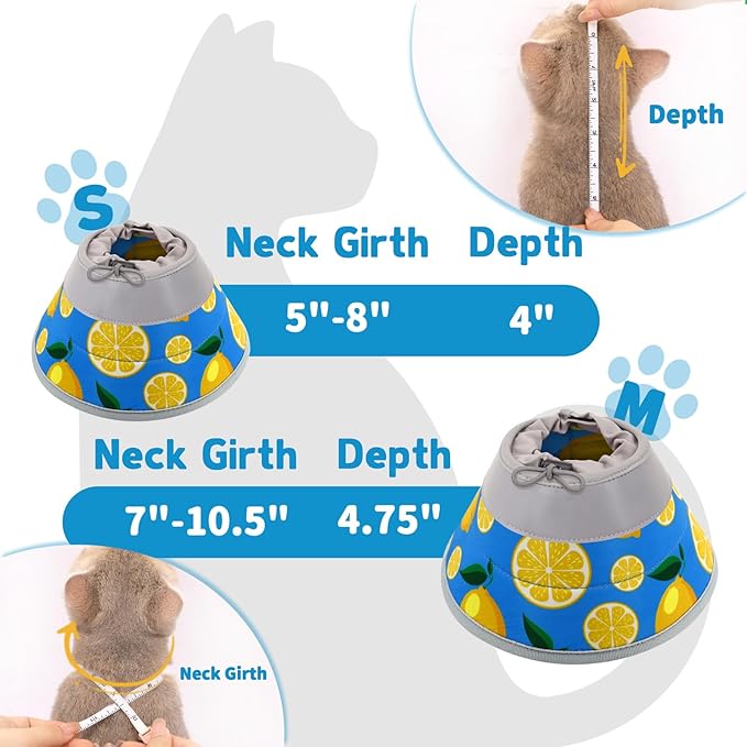 Cat Cone Collar Soft, Comfortable Cat Recovery Collar Pet Cone for Small Large Cats, Lightweight Elizabethan Collar for Cats Kittens After Surgery Prevent from Licking Wounds, Green, S