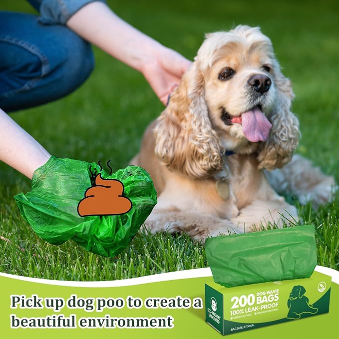 Harloon 6000 Counts Dog Poop Waste Bags 30 Rolls 12 x 8 Inches Extra Thick Strong Leak PET Proof Bags Disposable Bulk Universal Doggy Roll Waste Box for Puppy Outdoor Walking Travel(Deep Green)