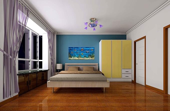 SYGALLERIER School Of Fish Metal Wall Art Handcrafted 3D Coastal Aluminum Artwork Modern Abstract Sea Styles Wall Accent in Blue Green Silver Color for Living Room Bedroom Bathroom Decor