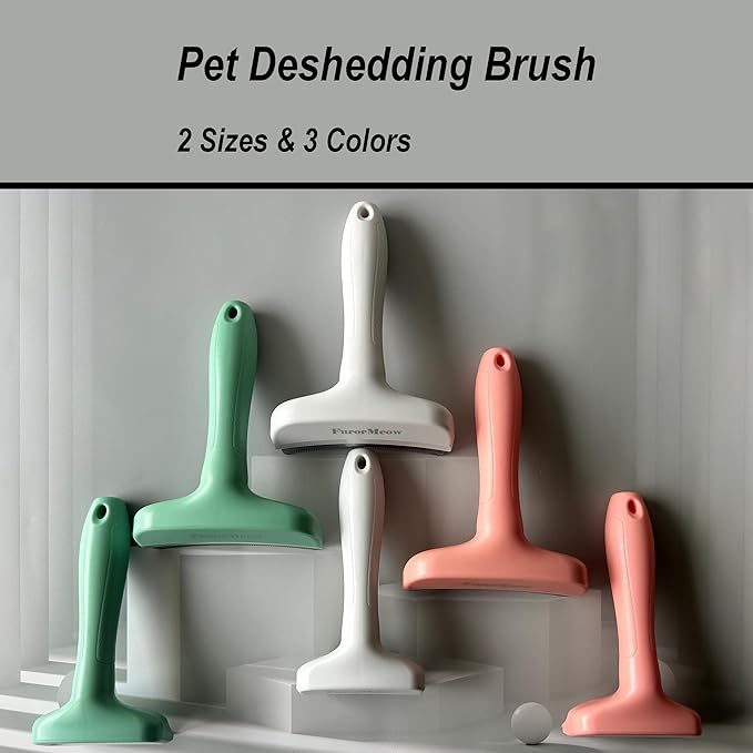 Pet Deshedding Tool with Curve Blade, Cat Grooming Brush, Tight V-shaped Teeth Shedding Comb for Cats and Dogs (Pink, Small)