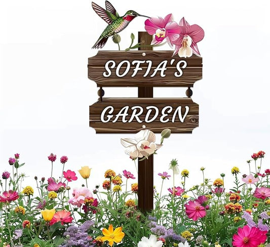 Personalized Watercolor Bird Metal Sign with Stake,Custom Gardener Last Name Signs Outdoor Decor,Customized Gardening Housewarming Gifts,Birds on the Branch Plaques for Patio Lawn Porch Backyard Farm