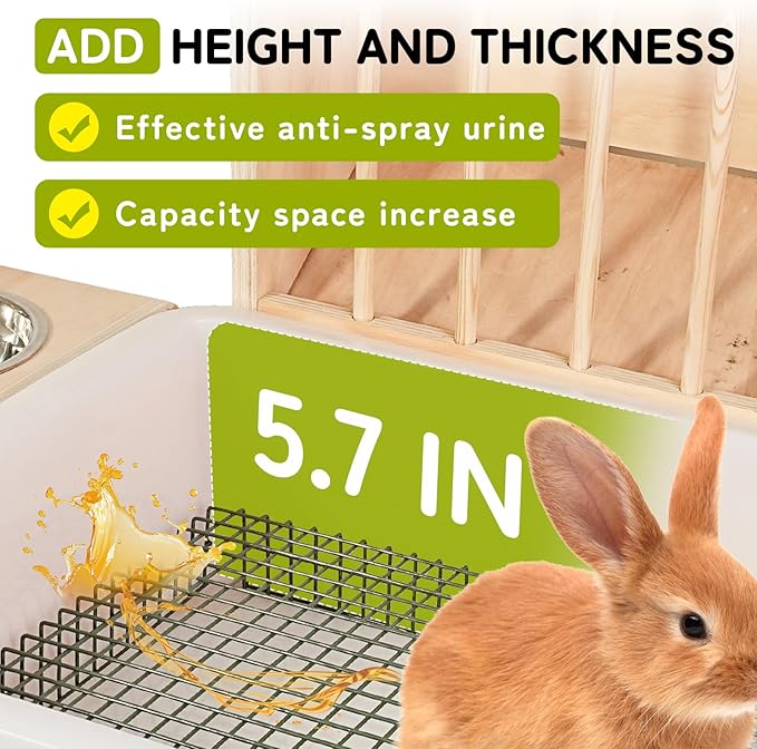 3 in 1 Extra Large Rabbit Hay Feeder with Litter Box, Wooden Bunny Toilet, for Large and Medium-Sized Dwarf Rabbit, Guinea Pig, Chinchillas, Hamster, Ferret, Other Animals
