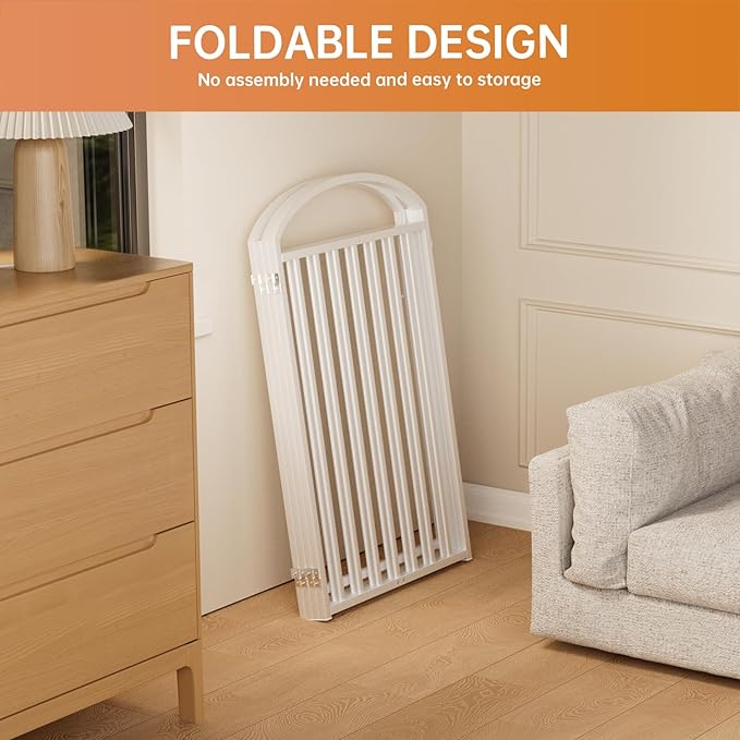 4 Panles Full Matel Freestanding Dog Gates with Door, 96"Extra Wide 36"Tall Free Standing Dog Pet Gate for Indoor & Outdoor. Foldable Pet Fences for Doorways, House, Stairs, Porch, Deck, Yard