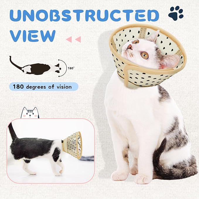 Supet Soft Air Mesh Cat Cone Collar Alternative, Adjustable Breathable, Lightweight Anti Scratch (M)