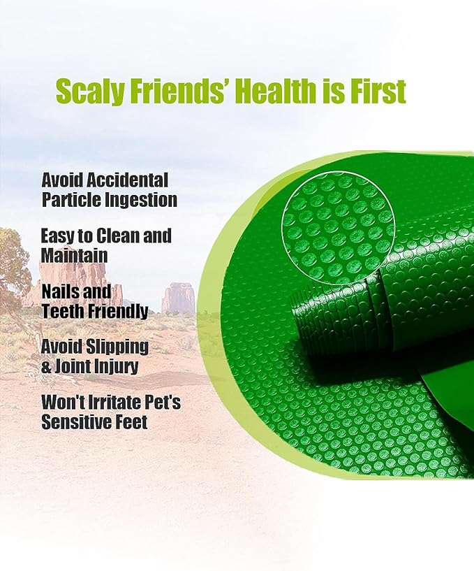 Bearded Dragon Tank Accessories, Reptile Substrate Floor for Bearded Dragon Enclosure 4x2x2, Leopard Gecko Tank Liner Mat for 120 Gallon Reptile Tank, Green