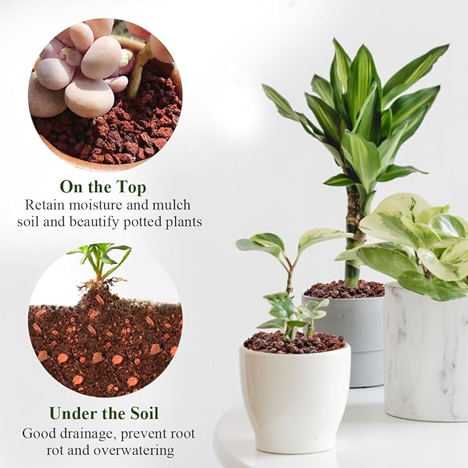 10 lbs Red Lava Rocks for Fire Pits,5-8 mm Crush Volcanic Rock Gravel Potting Mix for Succulent Cactus Bonsai Aquarium and Garden Landscaping