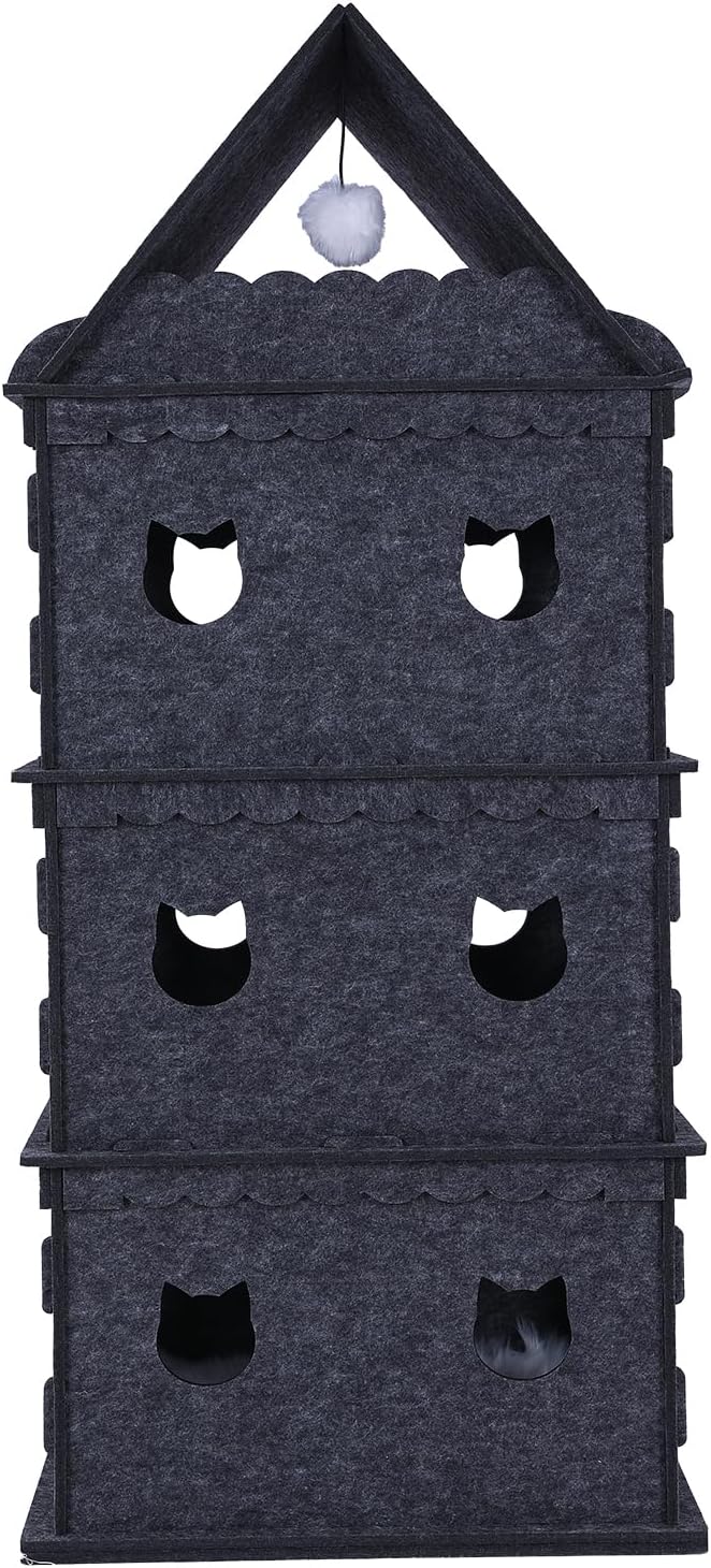 4-Tier Indoor Cat Apartment,Cozy Pet Cat Bed, Hideaway, and Sturdy Cat Castle for Multiple and Large Cats