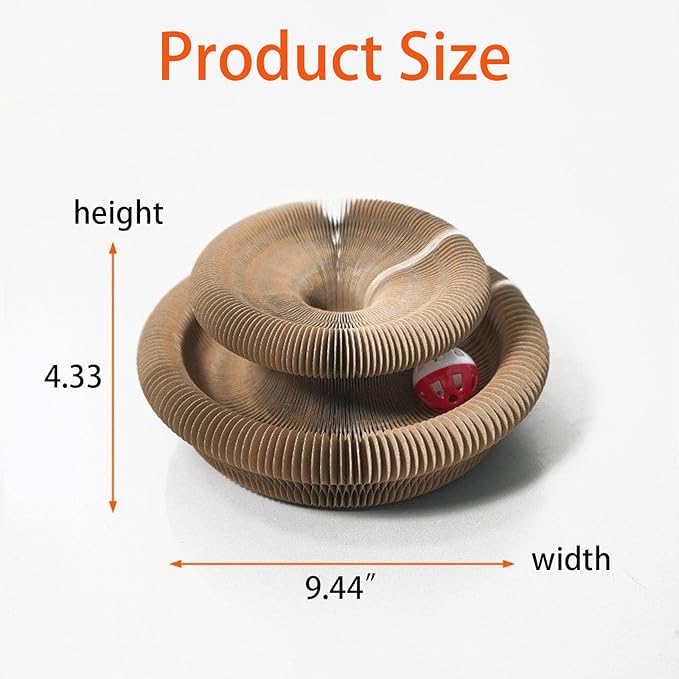 Kitty Curls Cat Toy Kurlz, Interactive Scratch Pad, Foldable Accordion,Cat Recyclable Scratcher with Ball (Pink)