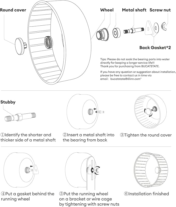 BUCATSTATE Silent Hamster Wheel, 6.7in Exercise Wheel for Gerbil, Dwarf Syrian Hamster, Rat, Mice