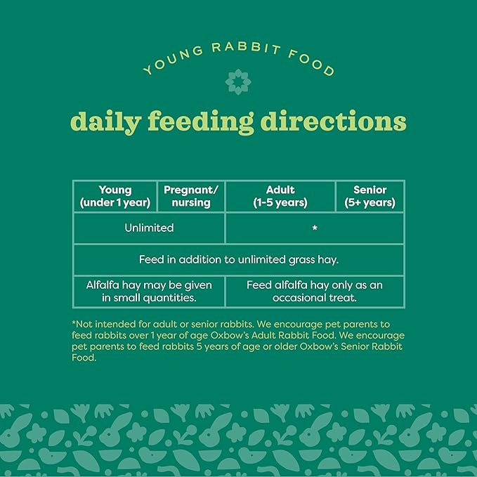 Oxbow Garden Select Rabbit Food, Young, Made Alfalfa for Rabbit, Bunny Food Pellets, Non-GMO, No Soy or Wheat, Small Animal Pet Products, Made in USA, High Fiber, 4 lb. Bag