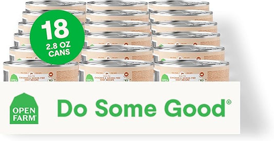 Open Farm Canned Cat Food, Paté for Complete & Balanced Nutrition, Grain-Free and Legume-Free Wet Cat Food, Chicken & Beef Recipe, 2.8oz Cans (Case of 18)