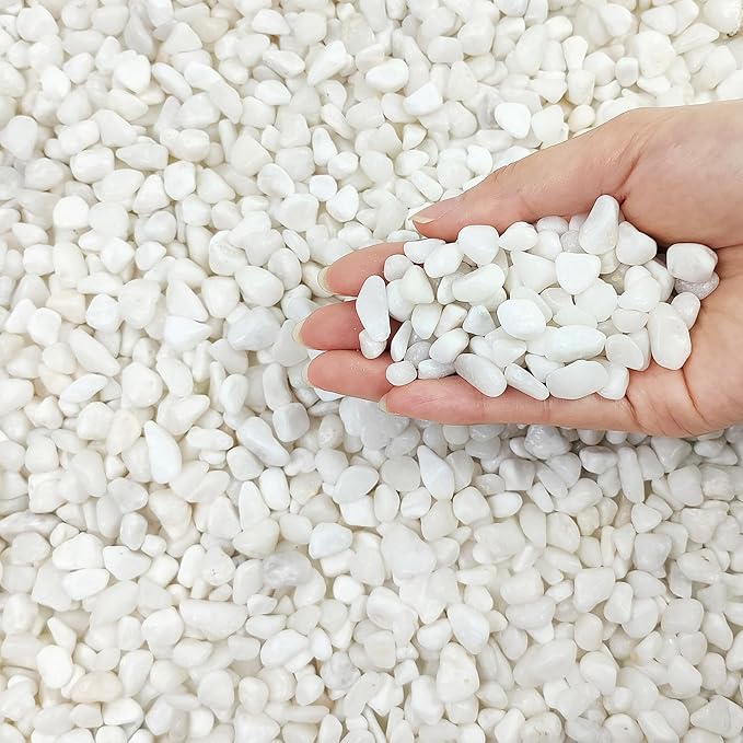 White Pebbles for Indoor Plants, 3/8 Inch Decorative White Stones. Polished River Rocks for Potted Plants Vase Cactus Bird Bath and Outdoor Garden Landscaping