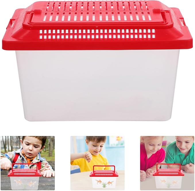 Plastic Turtle Fish Tank Critter Keeper Plastic Terrarium Portable Aquarium Tortoise Living Tank Turtle Holder Hermit Crab Cage Hamster Tank Reptile