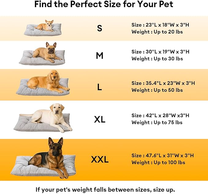 FUNNY FUZZY Washable Dog Bed,Reversible Plush Dog Crate Mat, Soft Fluffy Kennel Pad,Pet Sleeping Mattress for Jumbo,X-Large Sized Dogs Breeds,2XL,48"× 31",Light Grey