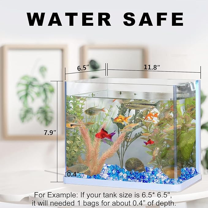 Keedolla 3 Lb Blue Mix Color Aquarium Fish Tank Rocks Gravel, 6-9mm Glass Gemstones Aquarium Decor Rocks Fish Tank Pebbles Vase Fillers