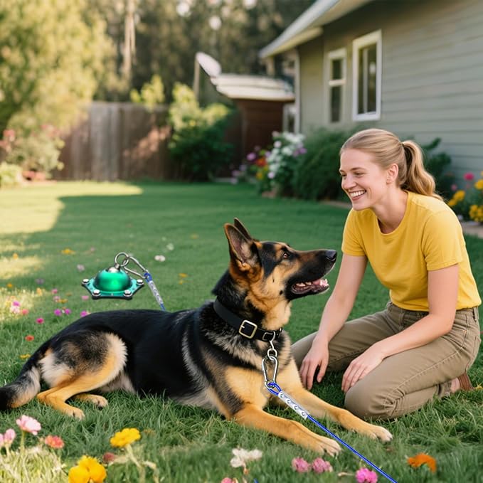 Dog Tie Out Cable and Stake,with 45FT Heavy Duty Cable,360°Swivel Dog Run Ground AnchorsDog Runner for Yard Rust Proof Can Hold 2 Dogs- Up to 150LBS,for Outdoor Camping