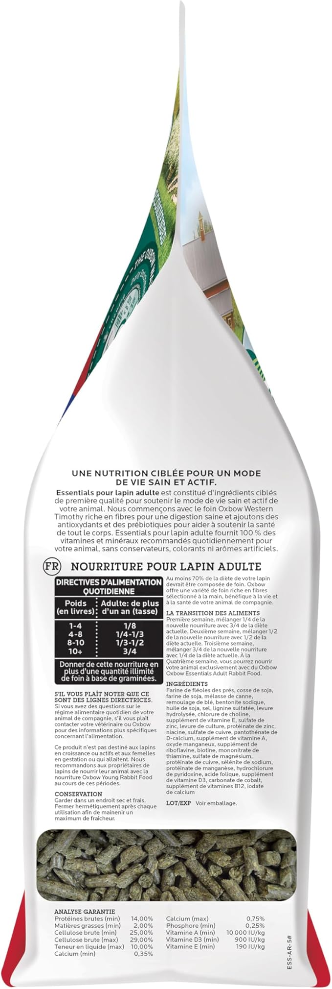 Oxbow Essentials Rabbit Food, Adult Rabbit, Made with Oxbow Timothy Hay, Pet Pellets with Vitamins & Minerals, Small Animal Pet Products, Bunny Supplies, Made in USA, Bunny Food, 5 lb