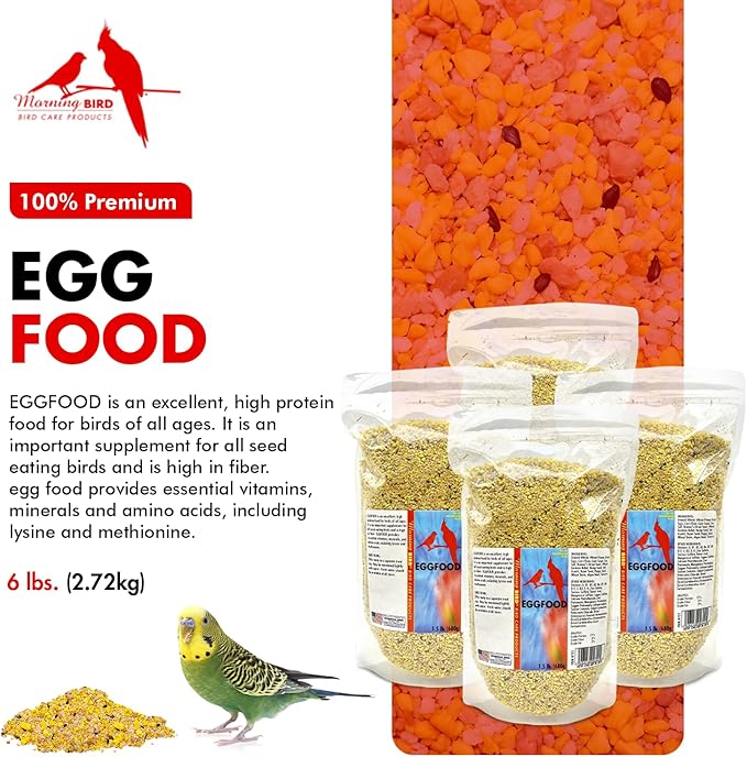 Morning Bird Eggfood 6 lbs (4-Pack, 1.5 lbs Each) – Protein Food with Essential Amino Acids, Vitamins & Minerals – Supports Growth & Feather Health – Ideal Bird Seed for Breeding and All Bird Types