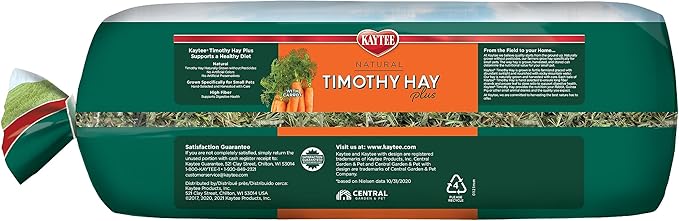 Kaytee Timothy Hay Plus Carrots for Pet Guinea Pigs, Rabbits & Other Small Animals, 24 oz