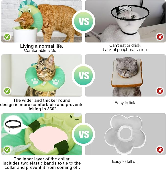 BEAUTYZOO Cat Cone Collar - Adjustable, Soft, Protective Donut Collar for Cats & Kittens, Alternative to Plastic Cones, Stops Licking After Surgery
