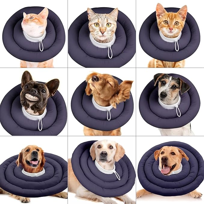 IDOMIK Dog Recovery Collar, Waterproof Soft Dog Cone After Surgery, Comfy Protective Elizabethan Collar Alternative for Dogs Cats, Adjustable Pet Neck Donut Cone Anti-Licking Biting Wounds,Grey,3XL