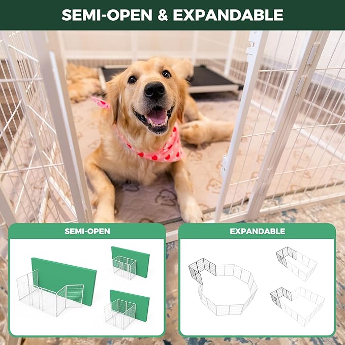 FXW Homeplus Unleashed Indoor Dog Playpen - Stress-Free and Safe Play, Heavy Duty 24 Inch 4 Wire Panels Dog Pen for Puppy and Small Dogs, White│Patented