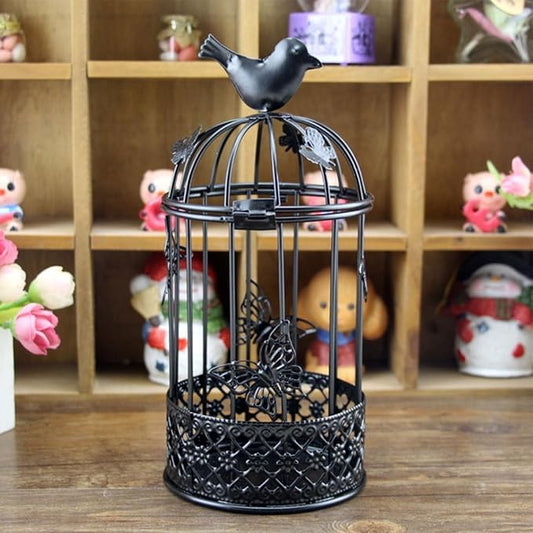 Vintage Decorative Bird Cage,Metal Black Bird Cage Decor for Candelabros para Centros De Mesa & Lanterns Decorative Indoor Suitable Wedding Party, Dining Table,Fireplace Metal Lantern&Bird Cage Decor